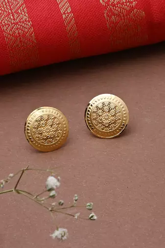 Gold Necklace Set With Round Earrings