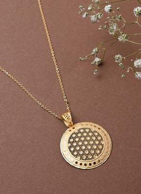 Gold Necklace Set With Round Earrings 1