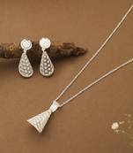 White Cone Shaped Necklace With Matching Earrings