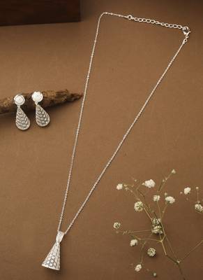 White Cone Shaped Necklace With Matching Earrings 4