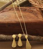 Gold Cone Shaped Necklace With Matching Earrings