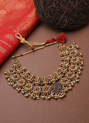 Multcolour Laxmi Motif Gold Plated Necklace Set 2