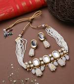 White Choker Set With Earrings