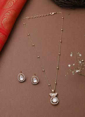 Single Stone Necklace Set With Earrings 2