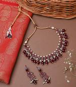 Red Kundan Necklace Set With Earrings