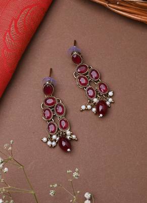 Red Kundan Necklace Set With Earrings 3