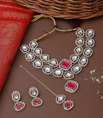Multicolour 2 Layered Necklace Set With Earring and Maang Tikka