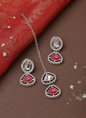 Multicolour 2 Layered Necklace Set With Earring and Maang Tikka 3