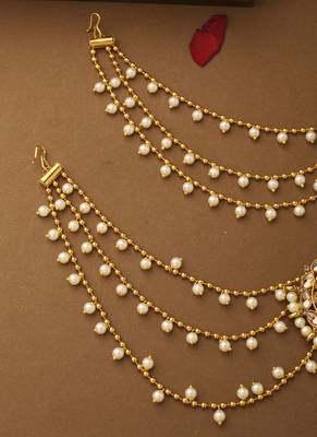 Radha Krishna White Gold Ear Chain 2