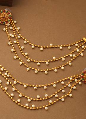 Multicolour Jhumkas With Attached Ear Chain 3