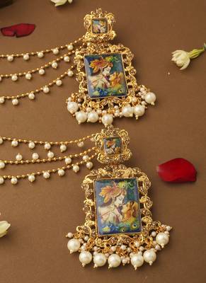 Radha Krishna Motif Long Ear Chain 2