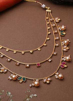 3 Layered Multicolour Necklace Set With Earrings 2