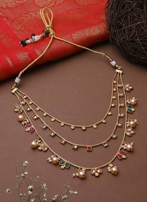 3 Layered Multicolour Necklace Set With Earrings 1