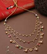 3 Layered Multicolour Necklace Set With Earrings