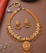 Traditional Laxmi Motif Gold Plated Necklace Set