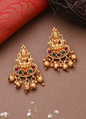 Traditional Laxmi Motif Gold Plated Necklace Set 4