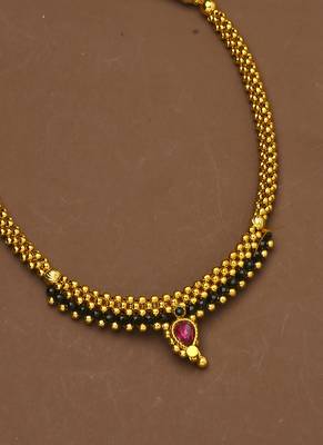 Yellow Gold Plated Necklace With Pink Stones 2