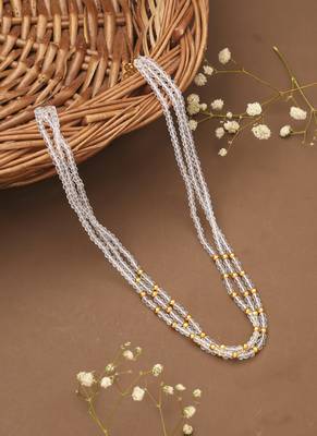 White Gold Beaded Necklace For Women 2