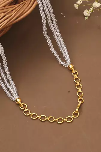 White Gold Beaded Necklace For Women