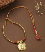 Gold Laxmi Motif Round Necklace Set