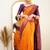 Orange woven banarasi silk saree with blouse