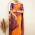 Orange woven banarasi silk saree with blouse