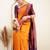 Orange woven banarasi silk saree with blouse