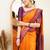 Orange woven banarasi silk saree with blouse