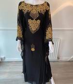 Black Handcrafted Zari Stone Bedded work Stitched Kaftan Party Wedding Dresses