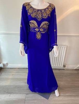 Royal Blue Handcrafted Zari Stone work Stitched Kaftan Party Wedding Dresses 1