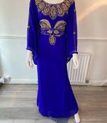 Royal Blue Handcrafted Zari Stone work Stitched Kaftan Party Wedding Dresses