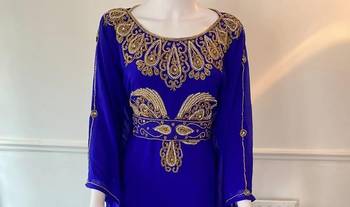 Royal Blue Handcrafted Zari Stone work Stitched Kaftan Party Wedding Dresses 2