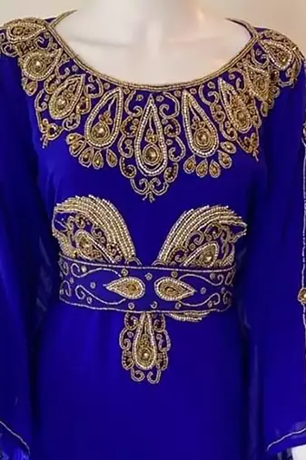 Royal Blue Handcrafted Zari Stone work Stitched Kaftan Party Wedding Dresses