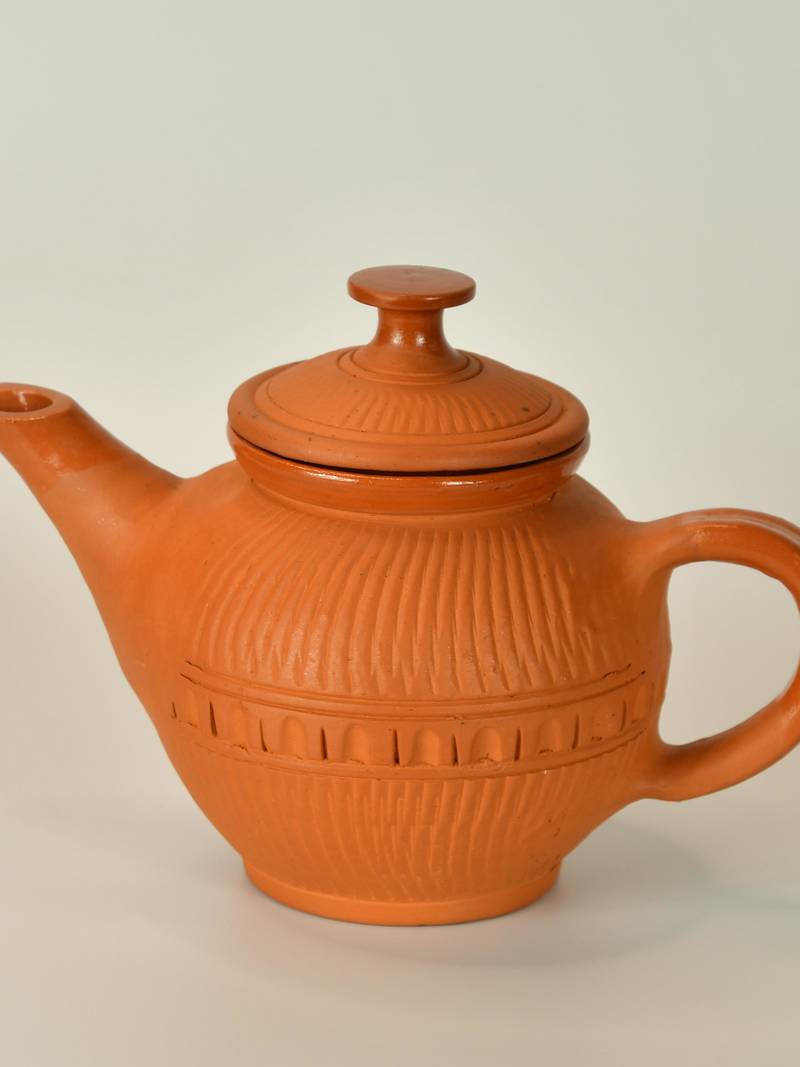  SOWPEACE Terracotta Teapot - Artisan Made Kitchenware, Natural Clay, 1L Capacity