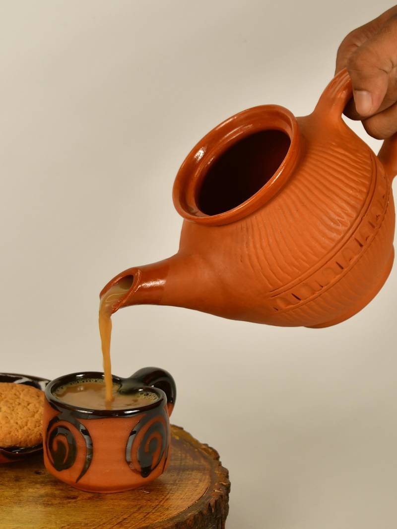  SOWPEACE Terracotta Teapot - Artisan Made Kitchenware, Natural Clay, 1L Capacity