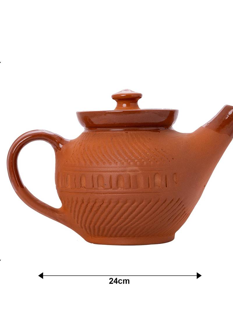  SOWPEACE Terracotta Teapot - Artisan Made Kitchenware, Natural Clay, 1L Capacity