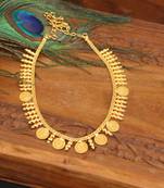 Kerala style gold plated head coin necklace