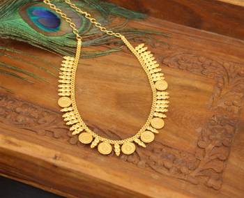 Kerala style gold plated head coin necklace 2