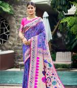 Purple Soft katan silk blend Zari Weaving Saree Festive Wear