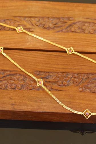 Designer gold plated stone chain