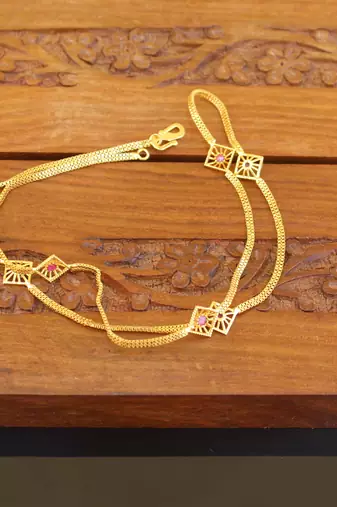 Designer gold plated stone chain