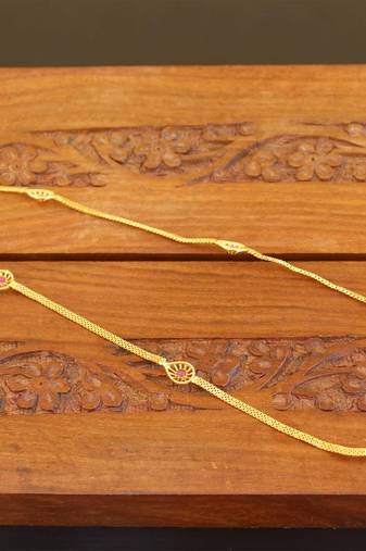 Designer gold plated stone chain