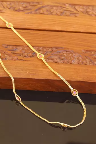 Designer gold plated stone chain