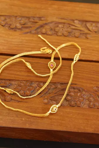 Designer gold plated stone chain