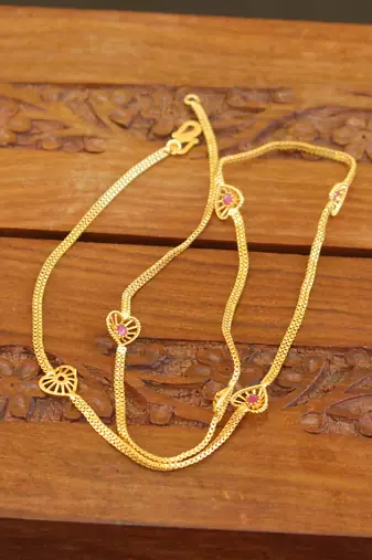 Designer gold plated stone chain