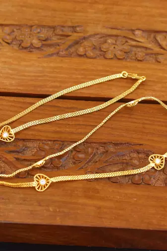 Designer gold plated stone chain