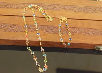 Designer gold plated multicolor stone chain with bracelate 1