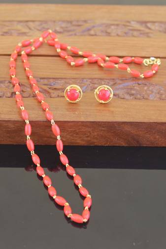 Designer gold plated koral beads necklace