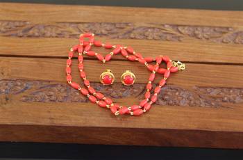 Designer gold plated koral beads necklace 2