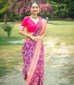 Purple Soft katan silk blend Zari Weaving Saree Festive Wear